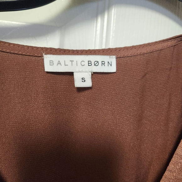 Baltic Born Sicily Satin Double Slit Maxi Dress in Rosy Brown NWOT - Picture 8 of 13